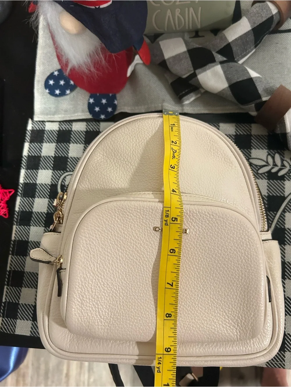 Coach Cream Pebble Leather Court Mini Backpack with Gold Hardware 8”x9”x3.5” EUC